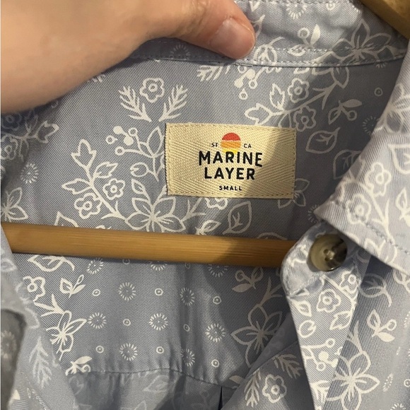Marine Layer NWT Carlin Blue Fog Bandana Print Long Sleeve Button Up Shirt Sz S - Picture 3 of 8